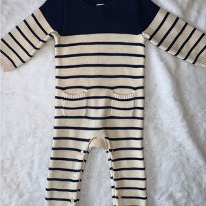 GAP Blue and Cream Striped Footies